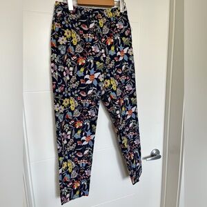 Boden Navy Floral-Print 7/8 Trousers